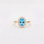 Aquamarine Blue Bud Halo Ring - Oval Brilliant