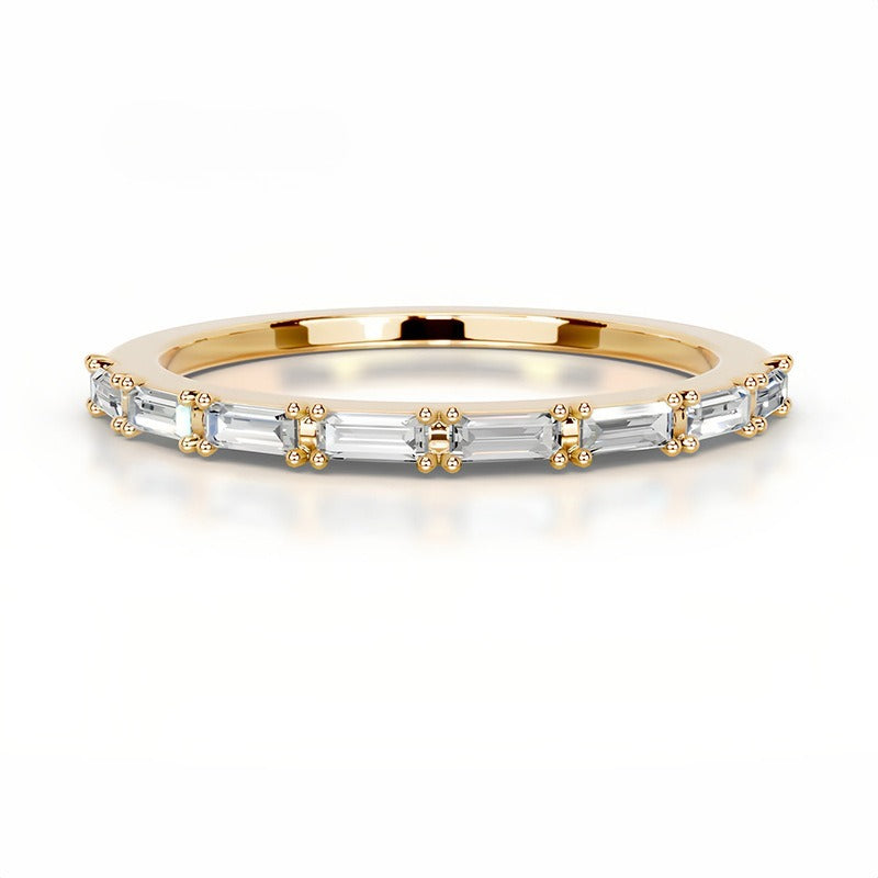 Half Emerald-cut Moissanite Stacking Ring