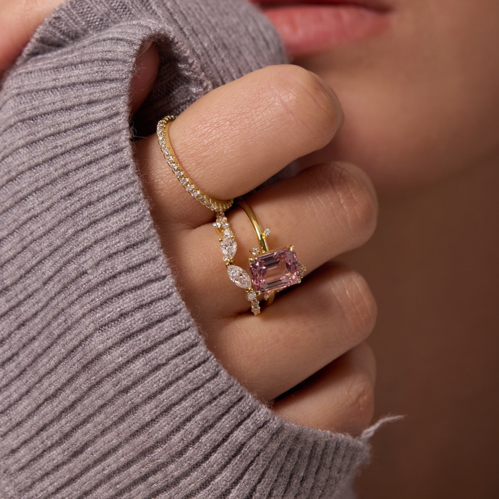 Marquise Moissanite Stacking Ring