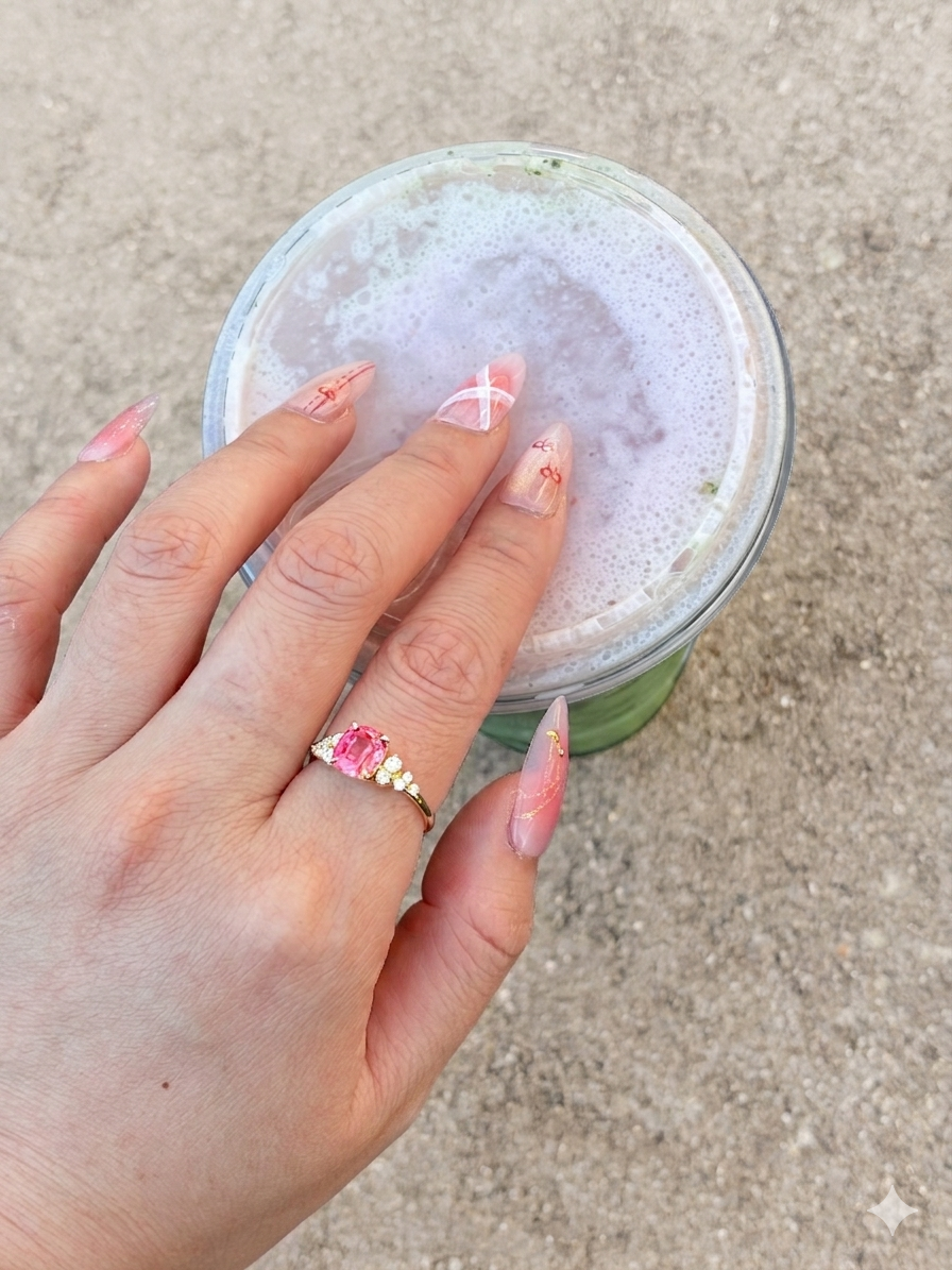 Padparadscha Bloom Cluster Ring - Cushion Step Cut