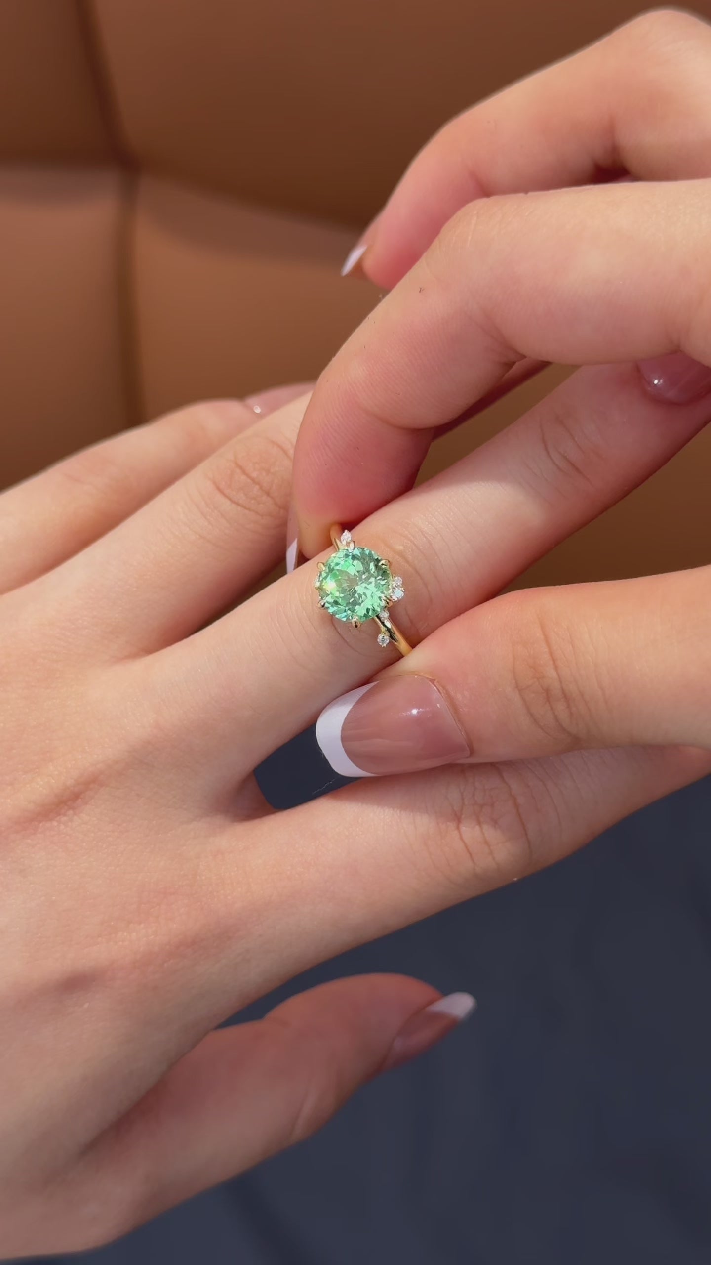 Vivid Mint Green Constellation Cluster Ring - Round Brilliant